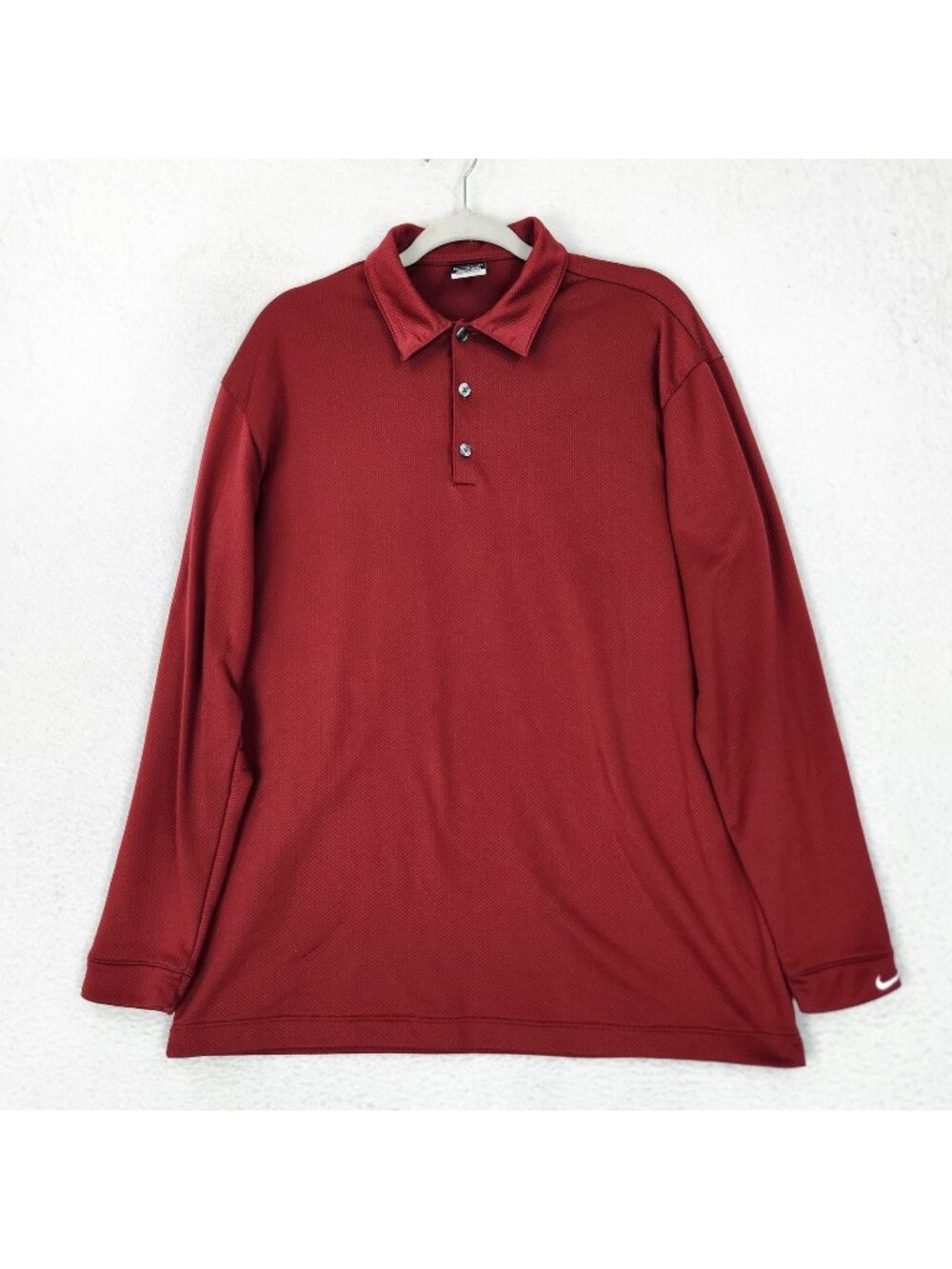 Nike Shirt Mens Large Burgundy Sphere Dry Polo Long Sleeve Golf Performance Knit
